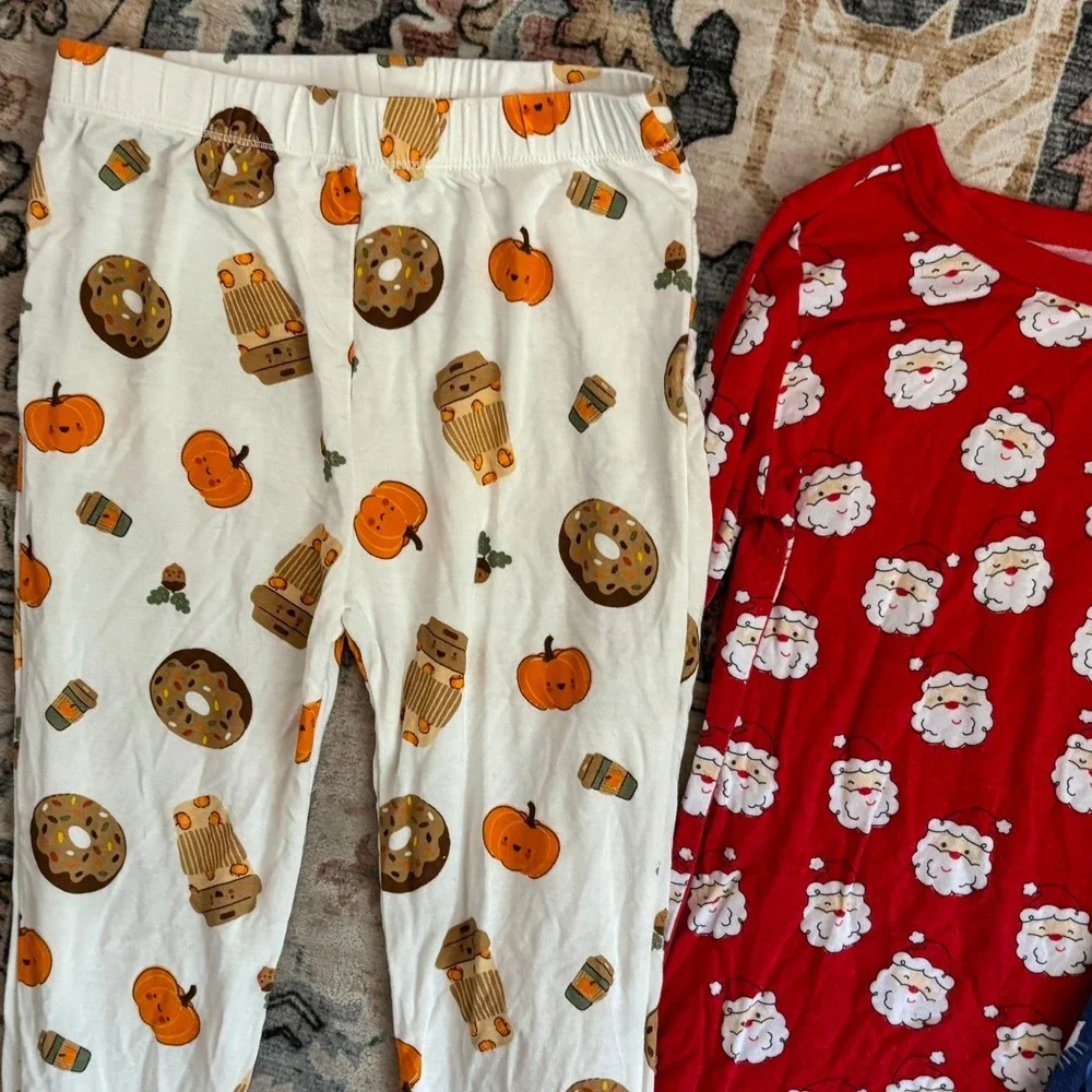 Little Sleepies 4T Bamboo Viscose Pajama Pants Set Alphabet Santa Pumpkin 3pc